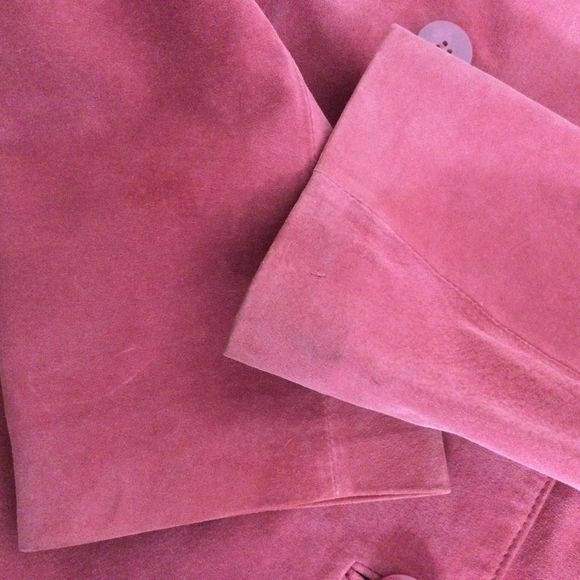 Bernardo Double Breasted Suede Leather Jacket Size 12 Women Long Sleeve Button - Picture 10 of 13